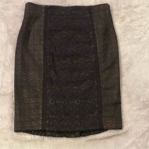 Byron Lars Elegant Black Lace Pencil Skirt, US6